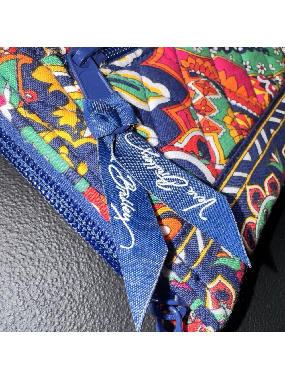 Vera Bradley Wallet Clutch Venecian Paisley Zip Around Blue Pink Floral Cotton - Picture 9 of 16